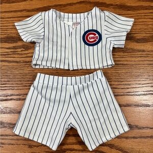 BUILD A BEAR BABW White Navy Striped MLB Chicago Cubs Shorts Shirt Baseball